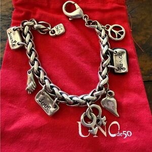 UNO de 50 Silver Link Chain Charm Bracelet